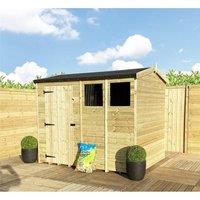 Marlborough 7 x 5 Pressure Treated High Eaves Reverse Apex Shed with Single Door in Natural