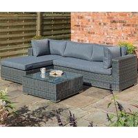 Cheshire 4 Seater Grey Weave Lounger Set in Mid Grey