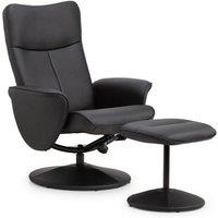 Ashfield Black Leather Recliner & Stool