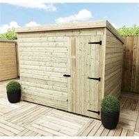 Marlborough 8 x 3 Pressure Treated Pent Garden Shed with Single Door in Natural