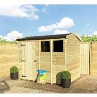 Marlborough 7 x 6 Pressure Treated High Eaves Reverse Apex Shed with Single Door in Natural
