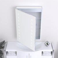Clifton 70cm Rectangular LED (Dots) Bathroom Mirror Cabinet in Natural