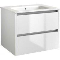 Clifton White Bathroom 2-Drawer Wall Hung Unit with Basin 60cm Wide