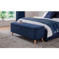 Ashfield Stilted Premium Ocean Blue Fabric Blanket Box in Dark Blue