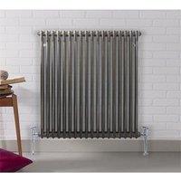 Clifton Silver Horizontal Radiator with 2 Columns 600mm (H) x 650mm (W) in Metallic Silver