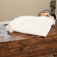 Native Natural White Linen Blanket Sheepskin Trim 140x180cm | Size: Double