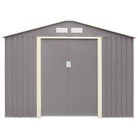 Cheshire 8 x 6 Double Door Metal Apex Shed (Light Grey) in Light Grey