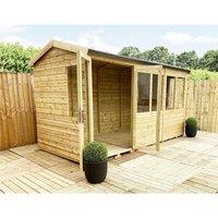 Marlborough 9 x 14 Reverse Pressure Treated Apex Summerhouse with Short Windows in Natural