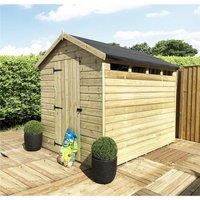 Marlborough 7 x 4 Security Pressure Treated Apex Shed with a Single Door in Natural