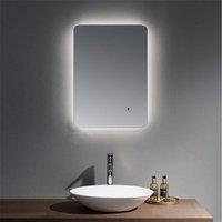 Clifton 50cm Infra-Red Rounded Edge Bathroom Wall Mirror in Natural