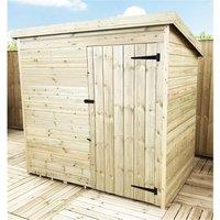 Marlborough 6 x 6 Pressure Treated Pent Garden Shed with Single Door in Natural