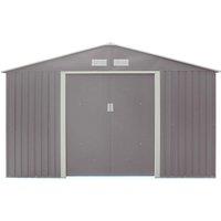 Cheshire 10 x 8 Double Door Metal Apex Shed (Light Grey) in Light Grey