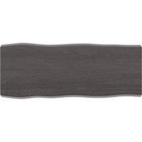 Berkfield Home Table Top Dark Grey 100x40x(2-6) cm Treated Solid Wood Live Edge in Brown