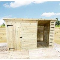 Marlborough 12 x 6 Pressure Treated Pent Shed With Storage Area in Natural