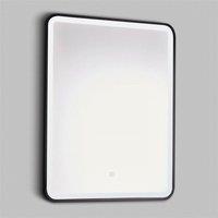 Clifton 80cm Rectangle LED Matt Black Wall Mirror with Demister Pad in Natural