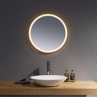 Clifton 80cm Round LED Bathroom Wall Mirror with Touch Sensor in Natural
