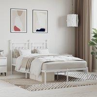 Berkfield Home Metal Bed Frame with Headboard White 120x200 cm | Size: Small Double