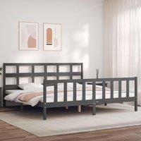 Berkfield Home Bed Frame with Headboard Grey 200x200 cm Solid Wood