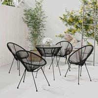 Berkfield Home 5 Piece Outdoor Dining Set PVC Rattan Black