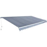 Berkfield Home Folding Awning Manual Operated 600 cm Blue/White in Blue