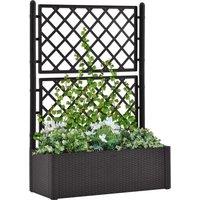 Berkfield Home Garden Raised Bed with Trellis & Self Watering System Anthracite in Black
