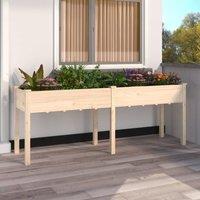 Berkfield Home Planter with Liner 203x53x76 cm Solid Wood Fir in Brown | Size: 203 x 53 x 76 cm