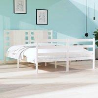 Berkfield Home Bed Frame White Solid Wood Pine 120x190 cm Small Double