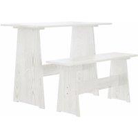 Berkfield Home Dining Table with Bench White Solid Pinewood