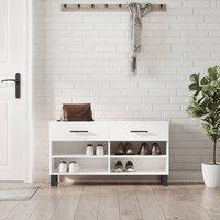 Berkfield Home Shoe Bench High Gloss White 102x35x55 cm Engineered Wood | Size: 102 x 35 x 55 cm