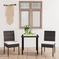 Berkfield Home 3 Piece Outdoor Dining Set with Cushions Poly Rattan Black