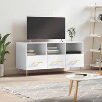 Berkfield Home TV Cabinet High Gloss White 102x36x50 cm Engineered Wood | Size: 102 x 36 x 50 cm