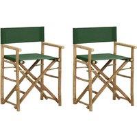 Berkfield Home Folding Director's Chairs 2 pcs Green Bamboo & Fabric