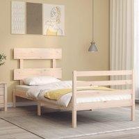 Berkfield Home Bed Frame with Headboard 90x200 cm Solid Wood in Brown