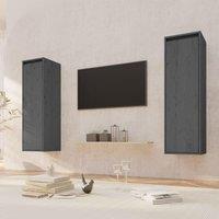 Berkfield Home Wall Cabinets 2 pcs Grey 30x30x100 cm Solid Pinewood | Size: 30 x 30 x 100 cm