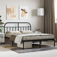 Berkfield Home Metal Bed Frame with Headboard Black 140x190 cm