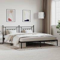 Berkfield Home Metal Bed Frame with Headboard Black 200x200 cm