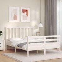 Berkfield Home Bed Frame with Headboard White 140x200 cm Solid Wood