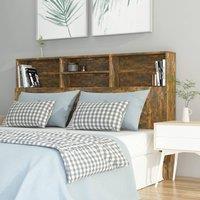 Berkfield Home Headboard Cabinet Smoked Oak 160x19x103.5 cm in Brown
