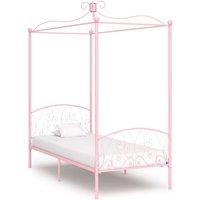 Berkfield Home Canopy Bed Frame Pink Metal 100x200 cm