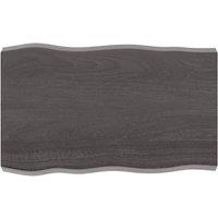 Berkfield Home Table Top Dark Grey 80x50x(2-6) cm Treated Solid Wood Live Edge in Brown