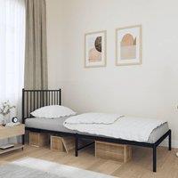 Berkfield Home Metal Bed Frame with Headboard Black 90x190 cm Single