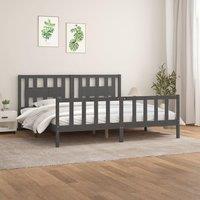 Berkfield Home Bed Frame with Headboard Grey Solid Wood Pine 200x200 cm