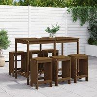 Berkfield Home 7 Piece Garden Bar Set Honey Brown Solid Wood Pine