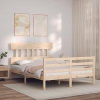 Berkfield Home Bed Frame with Headboard 140x200 cm Solid Wood in Brown