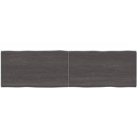 Berkfield Home Table Top Dark Grey 180x50x(2-4) cm Treated Solid Wood Live Edge in Brown