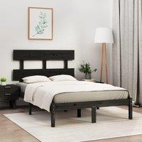 Berkfield Home Bed Frame Black Solid Wood 140x190 cm