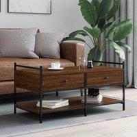 Berkfield Home Coffee Table Brown Oak 99x50x50 cm Engineered Wood | Size: 99 x 50 x 50 cm