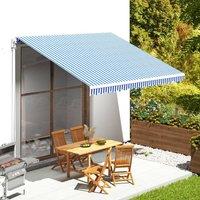 Berkfield Home Replacement Fabric for Awning Blue & White 4x3.5 m