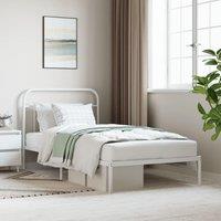 Berkfield Home Metal Bed Frame with Headboard White 107x203 cm