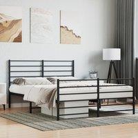 Berkfield Home Metal Bed Frame with Headboard & Footboard Black 120x190 cm Small Double